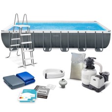 26364 Каркасный бассейн Ultra Frame 732х366х132см, фильтр-насос, лестница, тент, подстилка