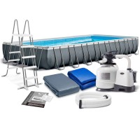26374 Каркасный бассейн Ultra Frame 975х 488х132см, фильтр-насос, лестница, тент, подстилка