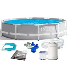 26702 Каркасный бассейн круглый Intex Prism Frame Pool 305х76, фильтр-насос