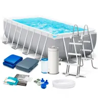 26792 Каркасный бассейн Prism Frame 488 х 244 х 107 см, фильтр-насос, лестница, тент, подстилка