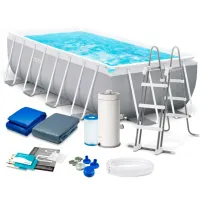 26792 Каркасный бассейн Prism Frame 488 х 244 х 107 см, фильтр-насос, лестница, тент, подстилка