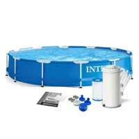 28212 Каркасный бассейн Metal Frame Set, круглый, 366 х 76 см, фильтр-насос