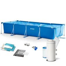 28274 Каркасный прямоугольный бассейн intex RECTANGU 450х220х84см, фильтр-насос