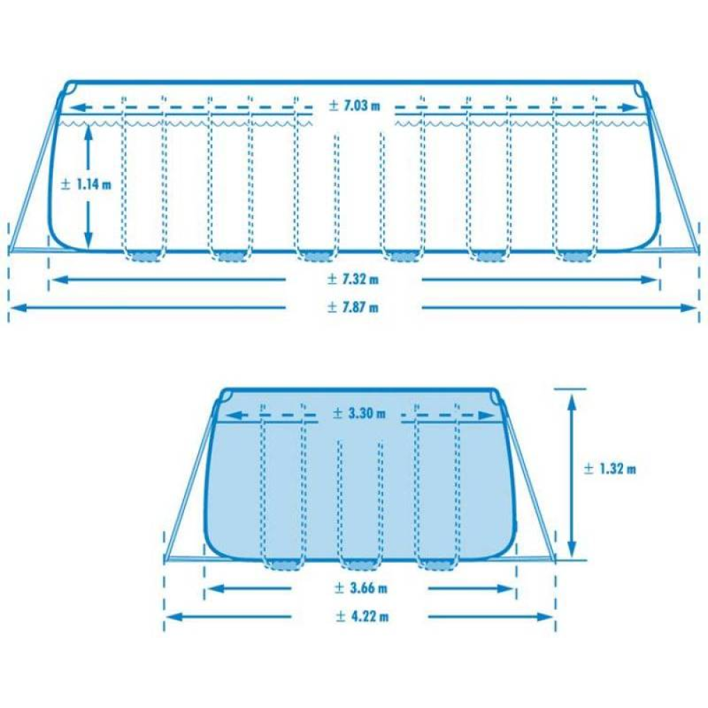 26366 Каркасный бассейн Ultra Frame 732х366х132см, 31805л, комб.фил.-насос 6000л\ч, лестница, тент, подсти