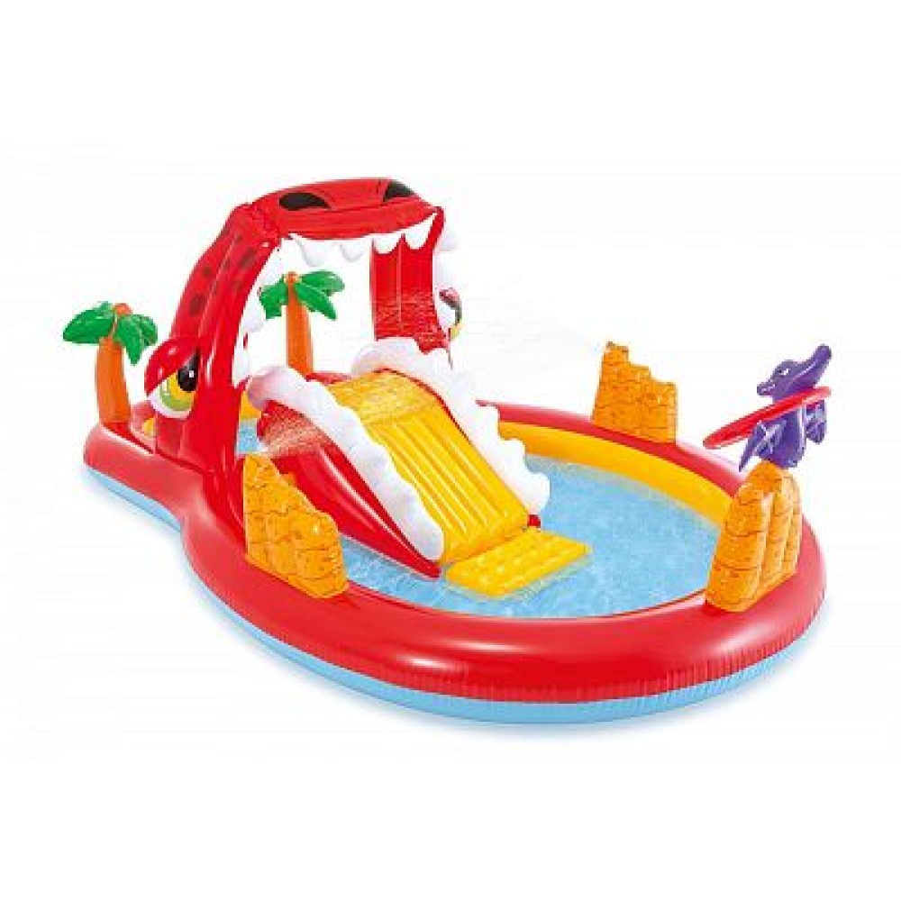57160 Игровой центр 259х165х107см "Веселый Дино" с горкой, фонтанами и кольцами, от 3 лет