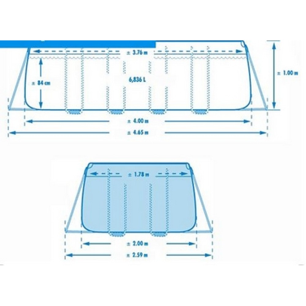 26778 Каркасный бассейн Prism Frame 488х244х107см, 10874л, фил.-насос 3785л\ч, лестница, тент, подстилка