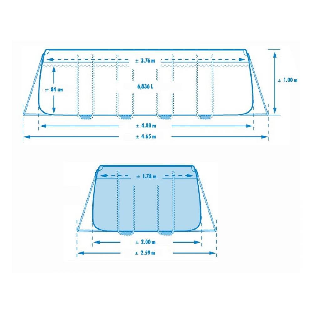 26776 Каркасный бассейн Prism Frame 400х200х100см, 6836л, фил.-насос 2006л\ч, лестница