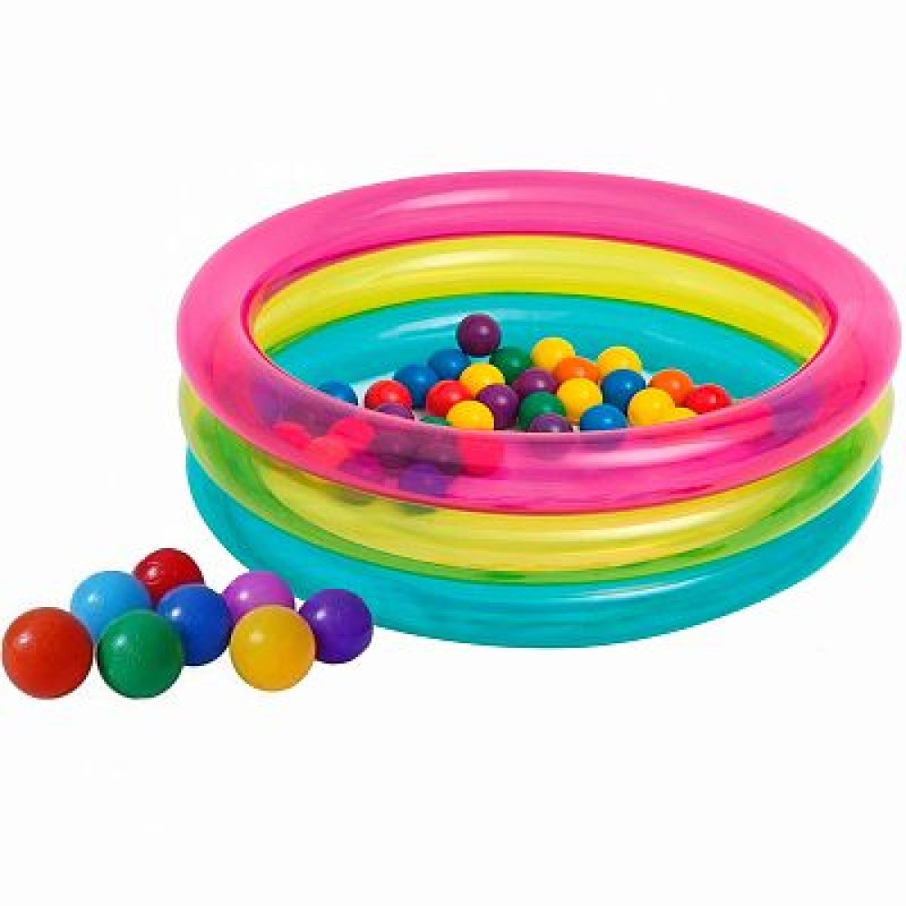 48674 Игровой бассейн 86x86x25см "Радуга" с мячами (50шт), 1-3 лет
