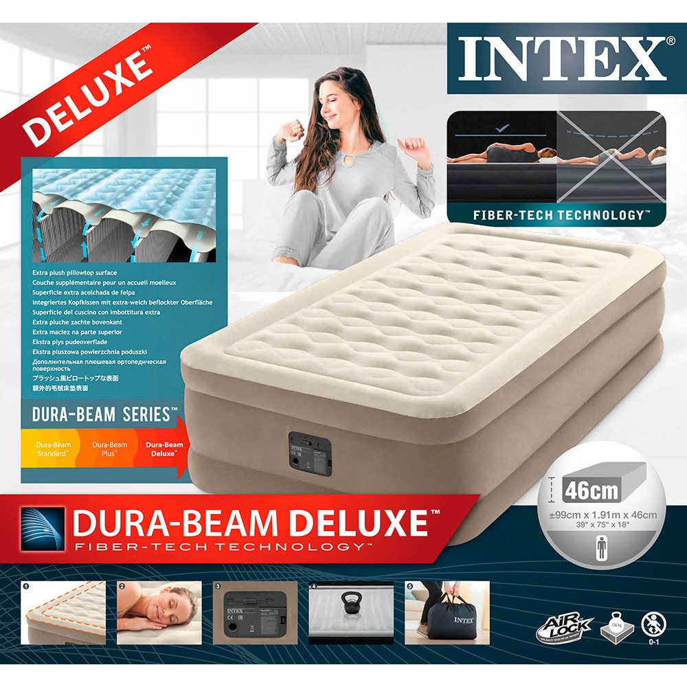 Надувная кровать 99х191х46см "Ultra Plush" встр.нас. 220В, до 136кг