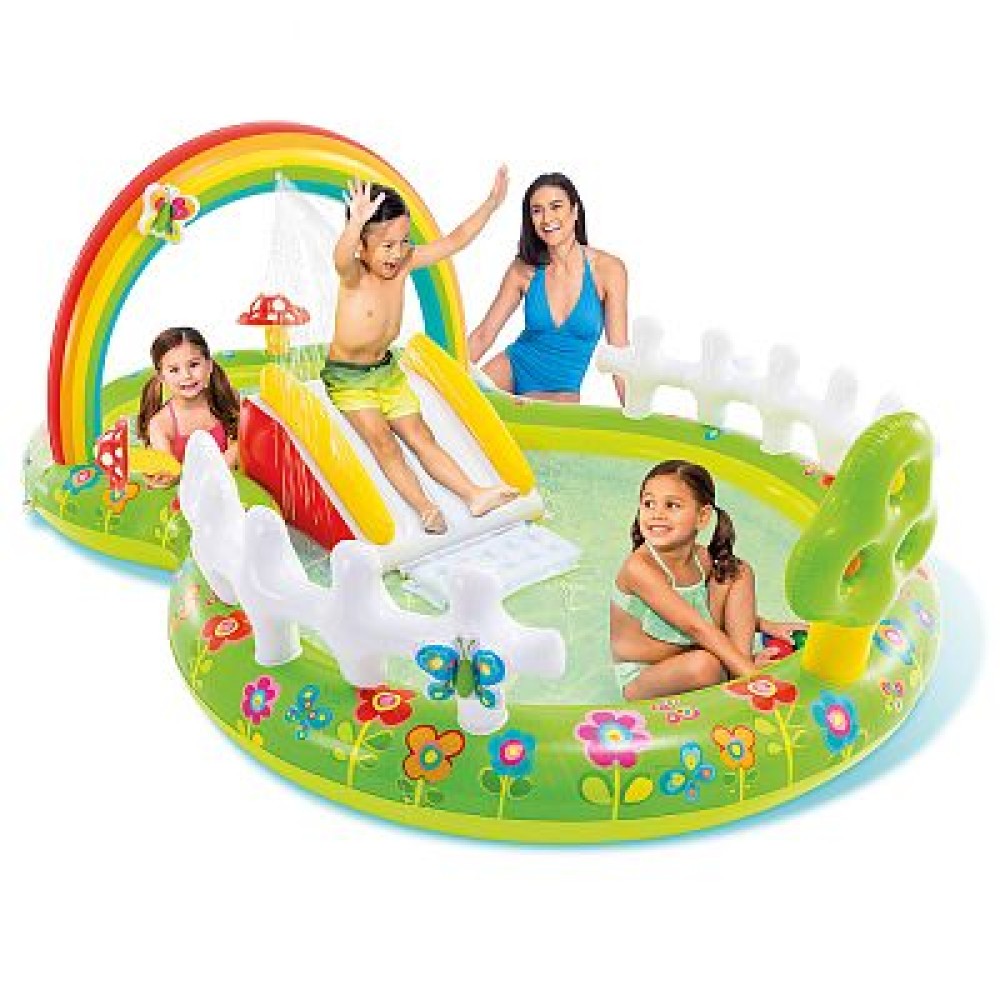 Игровой центр 290х180х104см "Мой сад" с разбрыз., горкой и игрушками, 450л, до 54кг, от 2 лет
