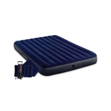 64765 Надувной матрас Classic Downy Airbed Fiber-tech, 152х203х25см с подушками и насосом